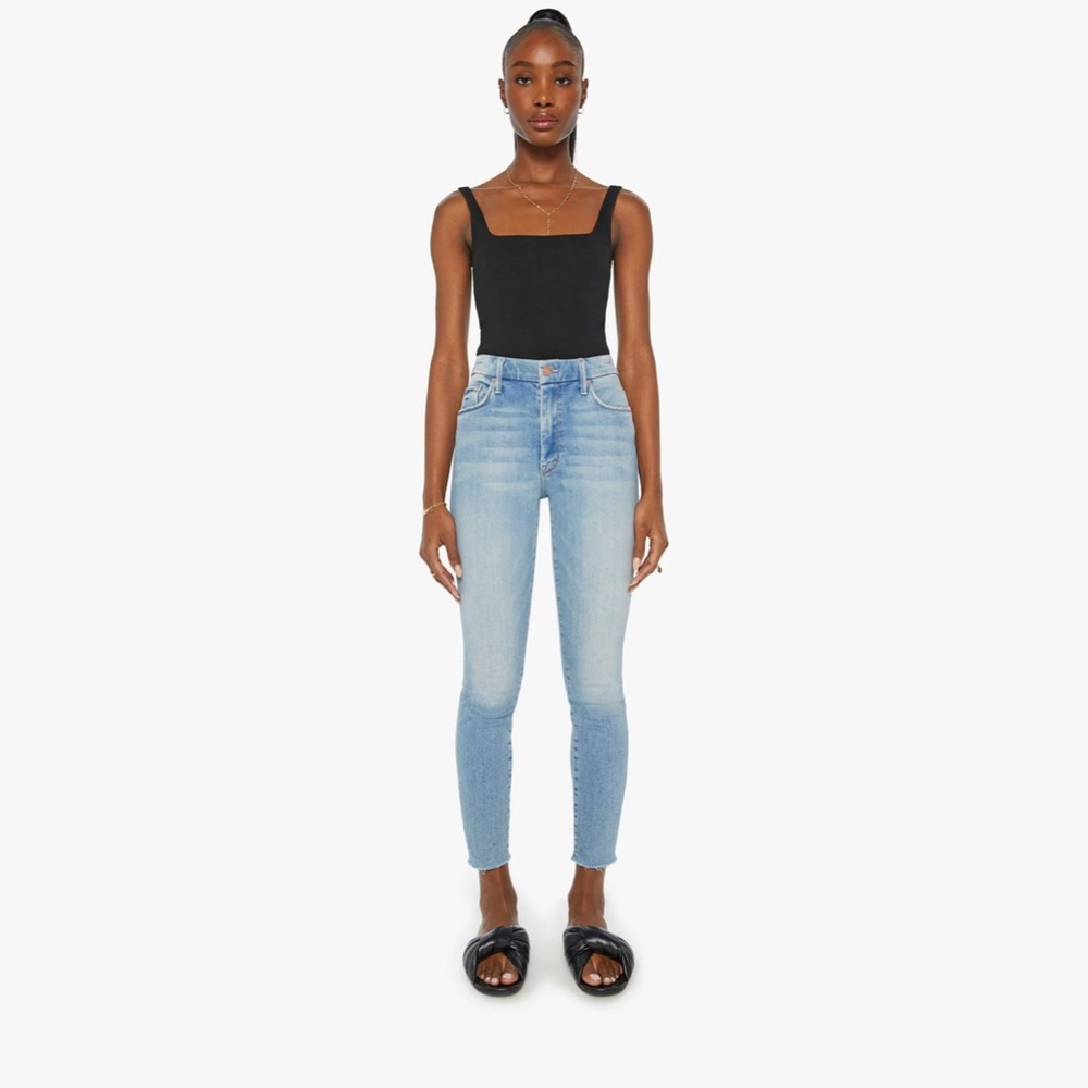 MOTHER THE HIGH WAISTED LOOKER ANKLE FRAY size 28